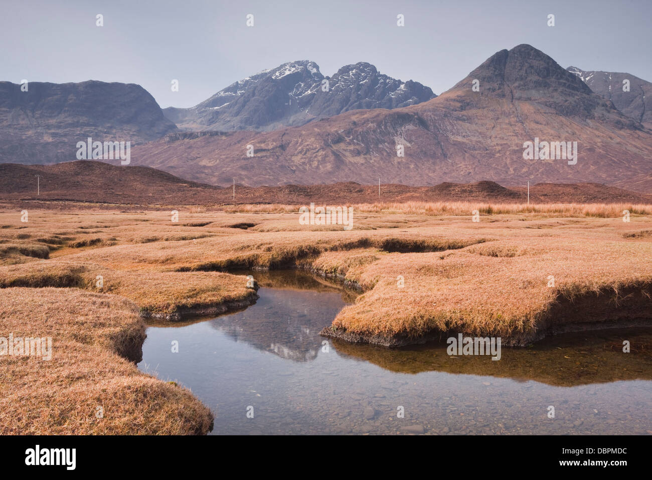 Loch ich und Mountain Range von Strathaird auf der Isle Of Skye, innere Hebriden, Schottland, Vereinigtes Königreich, Europa Stockfoto