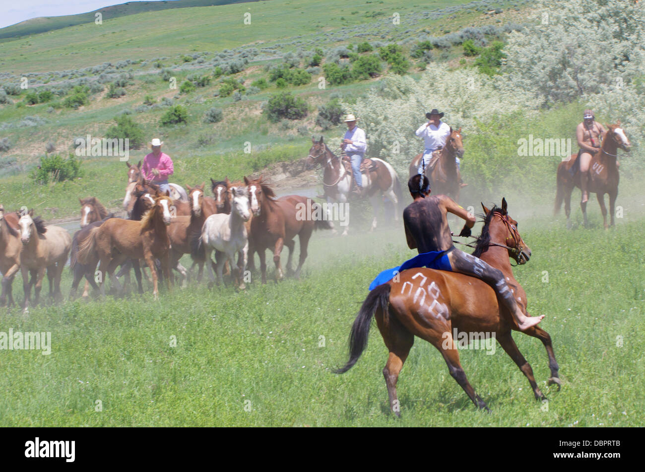 Cowboys und Indianer Stockfoto