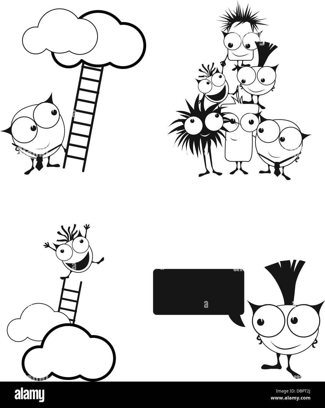 süße Monster zeigen, Teamwork und Erfolg Stockfoto