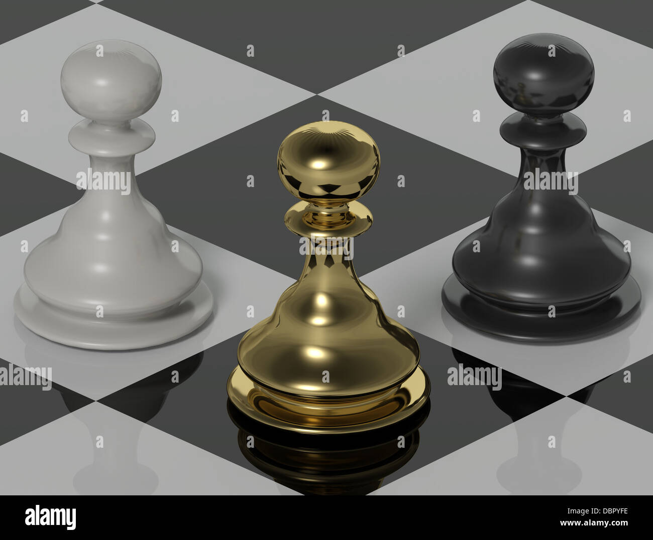 Bauer Schachfigur drei dreidimensionale Form Stockfoto