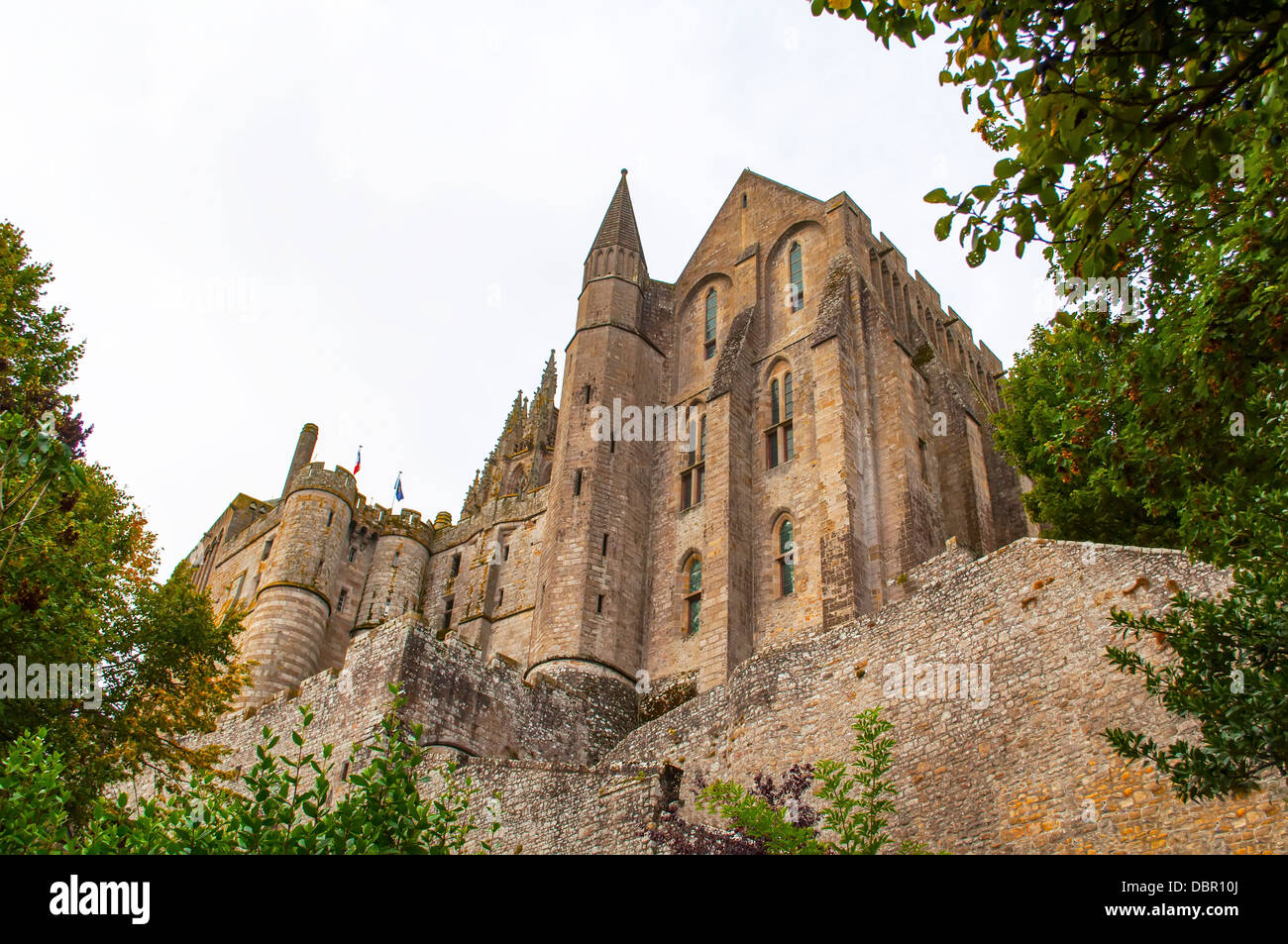 Blick auf die Abtei Le Mont Saint Michel in der Normandie, Frankreich. Stockfoto
