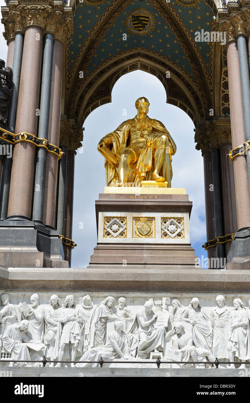 Preis Albert Statue an das Albert Memorial, London, England, Vereinigtes Königreich. Stockfoto