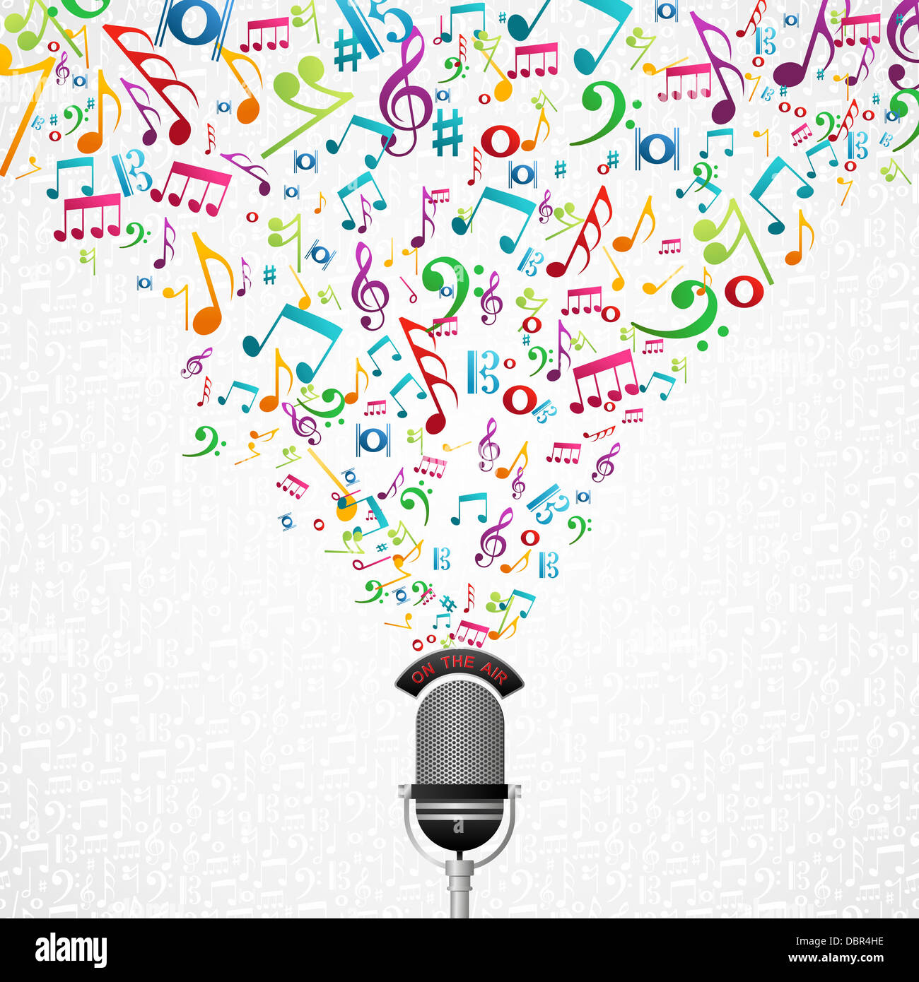 Mikrofon bunte Musik Noten Splash. Vektor-Datei geschichtet für einfache Handhabung und individuelle Farbgebung. Stockfoto