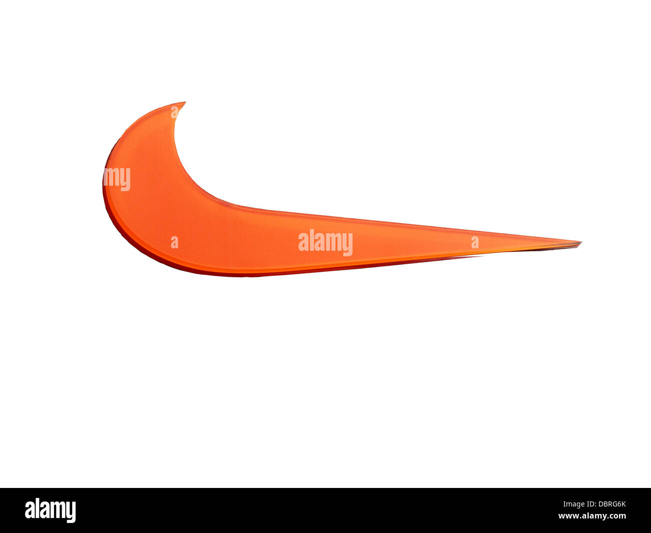 Schnitt aus dem Nike Logo oder -Schild Stockfoto