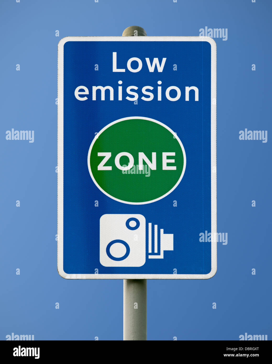 Low Emission Zone Zeichen, London, UK. Stockfoto