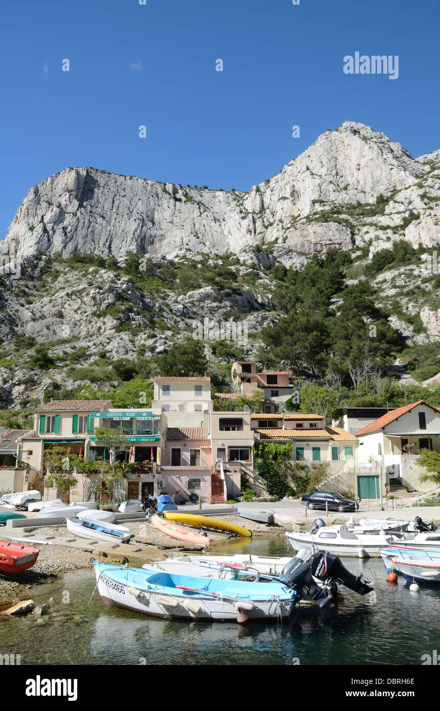 Morgiou Calanque und Port im Nationalpark Calanques in der Nähe von Marseille Provence Frankreich Stockfoto