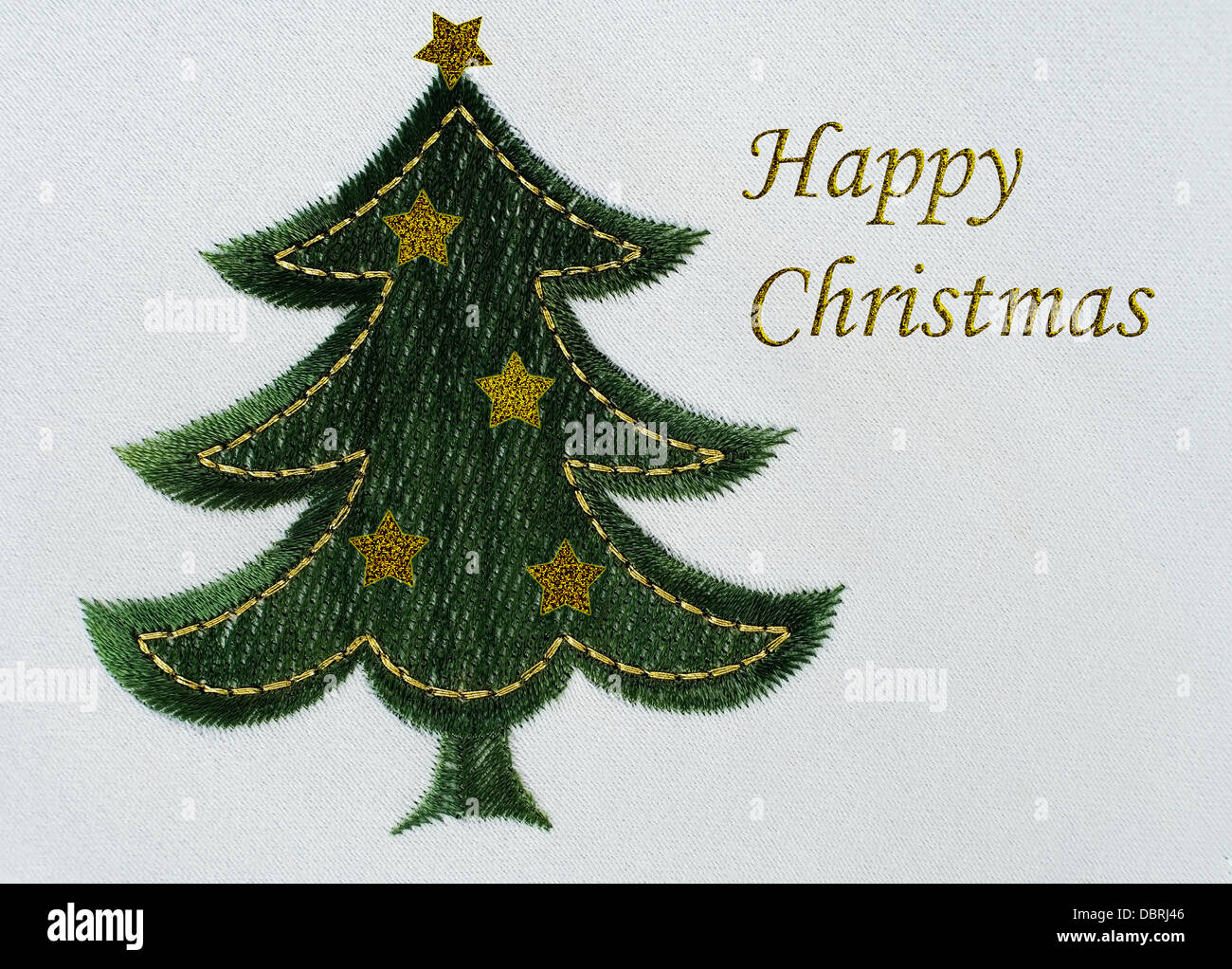 Maschine bestickt Weihnachtsbaum mit Glitzer-Formulierung. Stockfoto