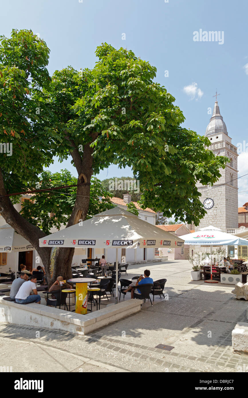 Marktplatz, alte Stadt, Omisalj, Krk Insel, Kvarner Bucht, Kroatien Stockfoto