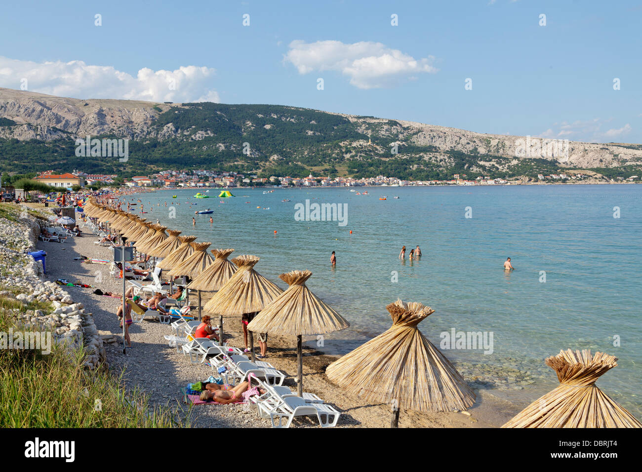 Strand von Baska, Insel Krk, Kvarner Bucht, Kroatien Stockfoto