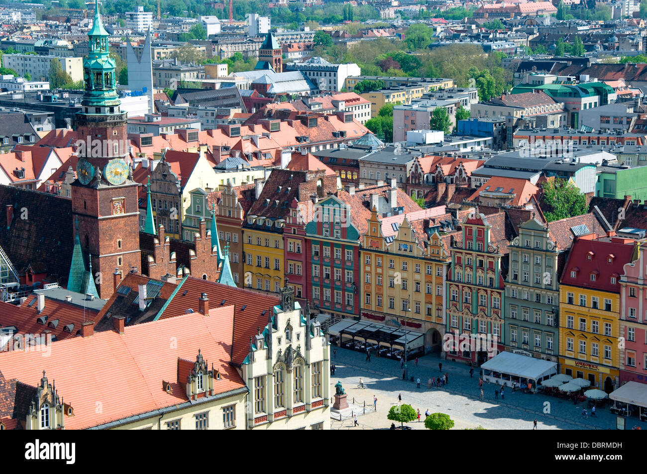 Blick von der Kirche St. Elisabeth, Wroclaw, Polen Stockfoto
