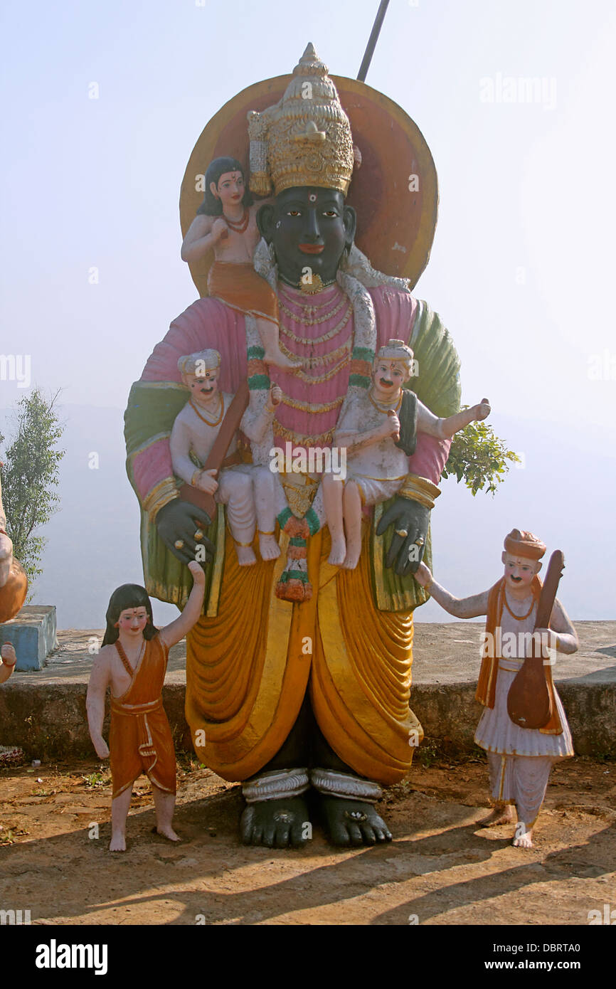 Der Heilige Dnyaneshwar, Heilige Tukaram und andere mit Idol von Gott Vithal, Pune, Maharashtra, Indien Stockfoto
