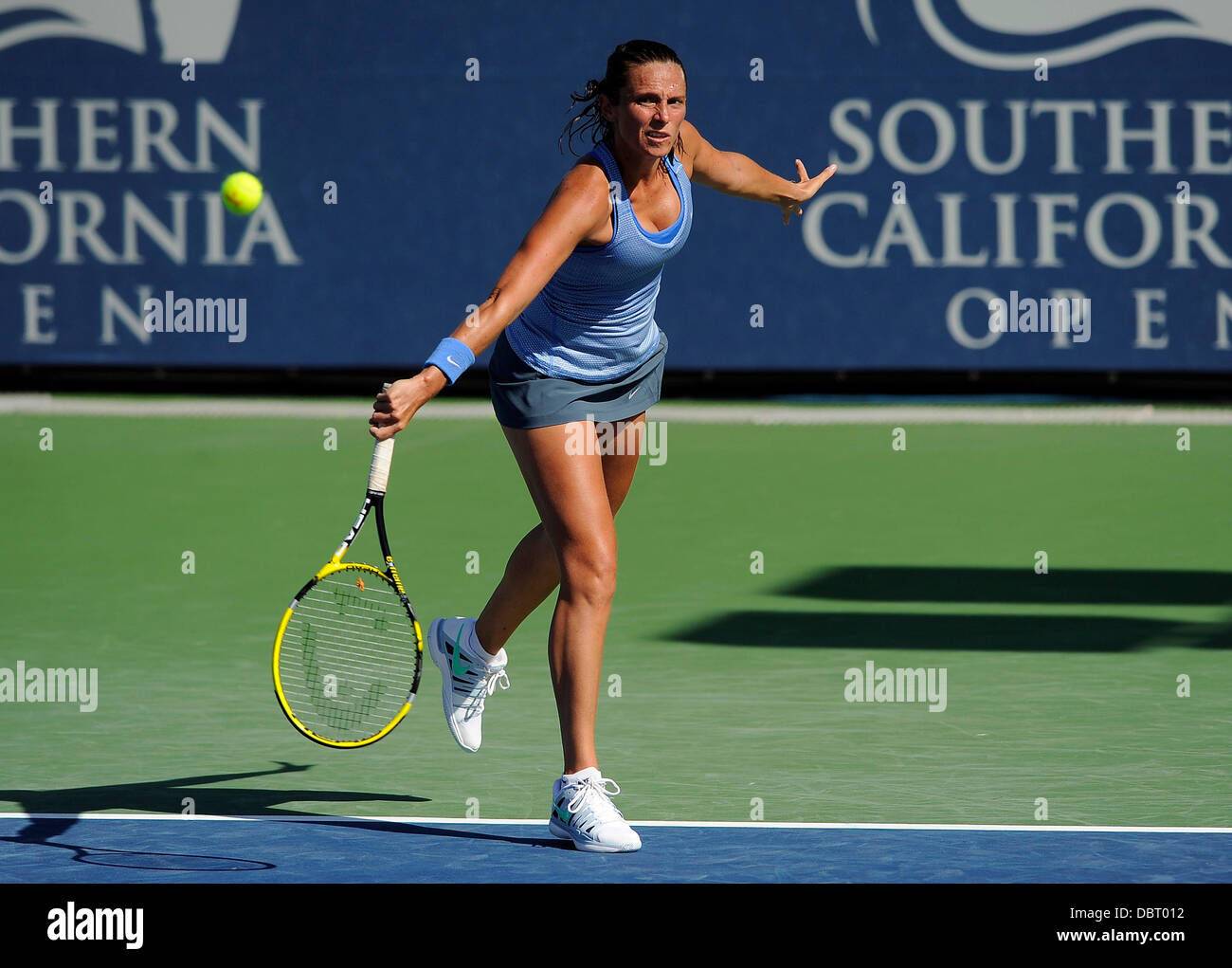 La Costa, Carlsbad, Kalifornien, USA. 2. August 2013. Roberta Vinci (ITA) während eines Spiels gegen Ana Ivanovic (SRB) während das Viertelfinale der Southern California Open gespielt im La Costa Resort &amp; Spa in Carlsbad CA. Credit: Action Plus Sport/Alamy Live News Stockfoto