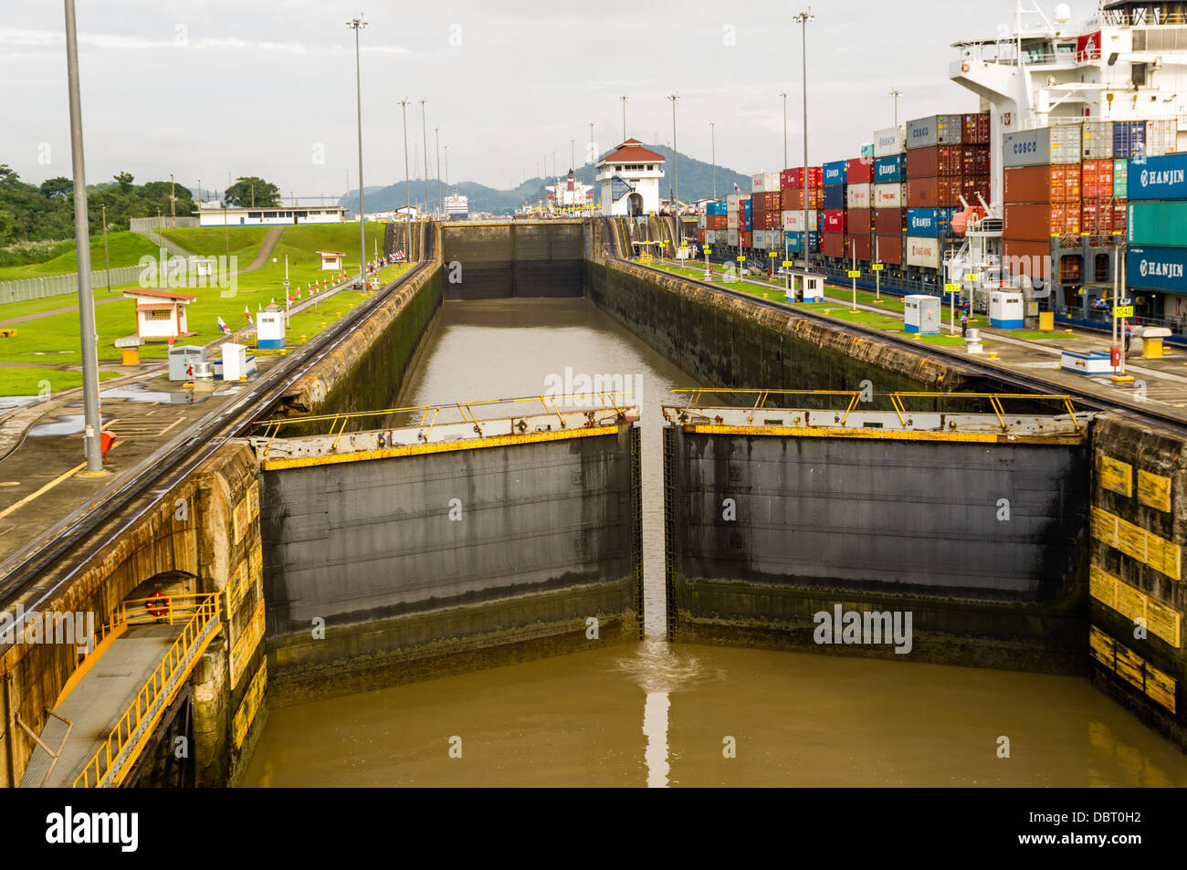 Panama-Kanal Panama Miraflores-Schleusen des Panama-Kanals Stockfoto