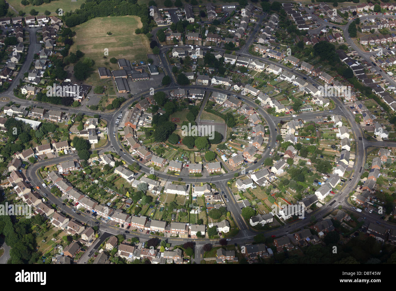 Luftaufnahme des Firgrove Crescent, Yate, Gloucestershire Stockfoto