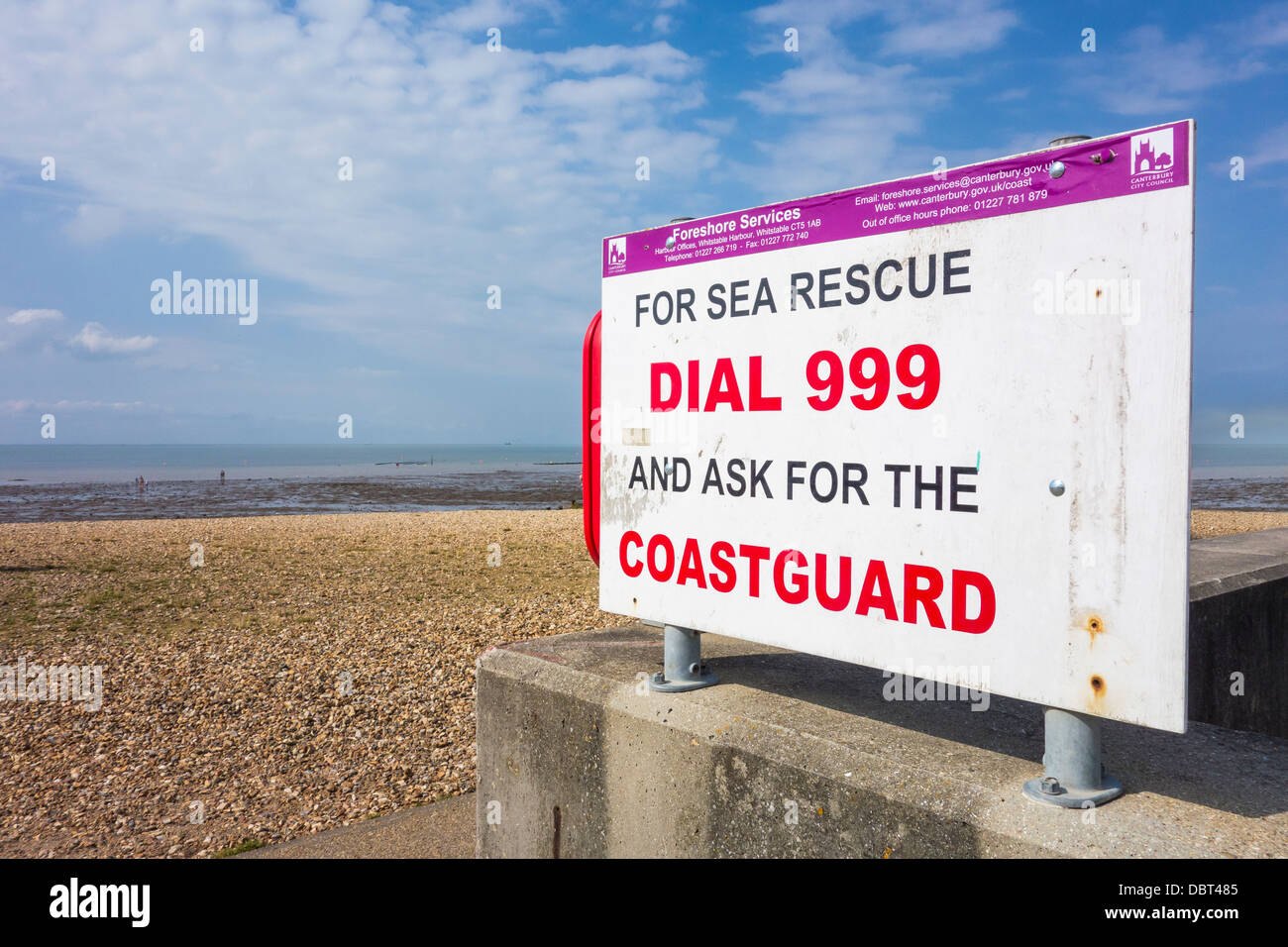 Küstenwache Sea Rescue Notfall wählen Sie 999 Stockfoto