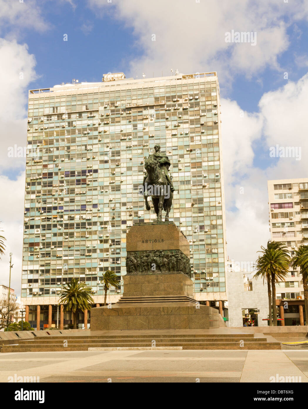 Statue von General Artigas in Plaza Independencia, Montevideo, Uruguay Stockfoto