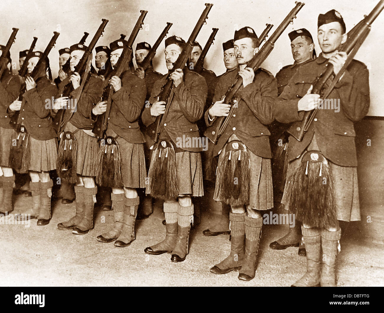 Soldaten des London Scottish Regiments während WW1 Stockfoto