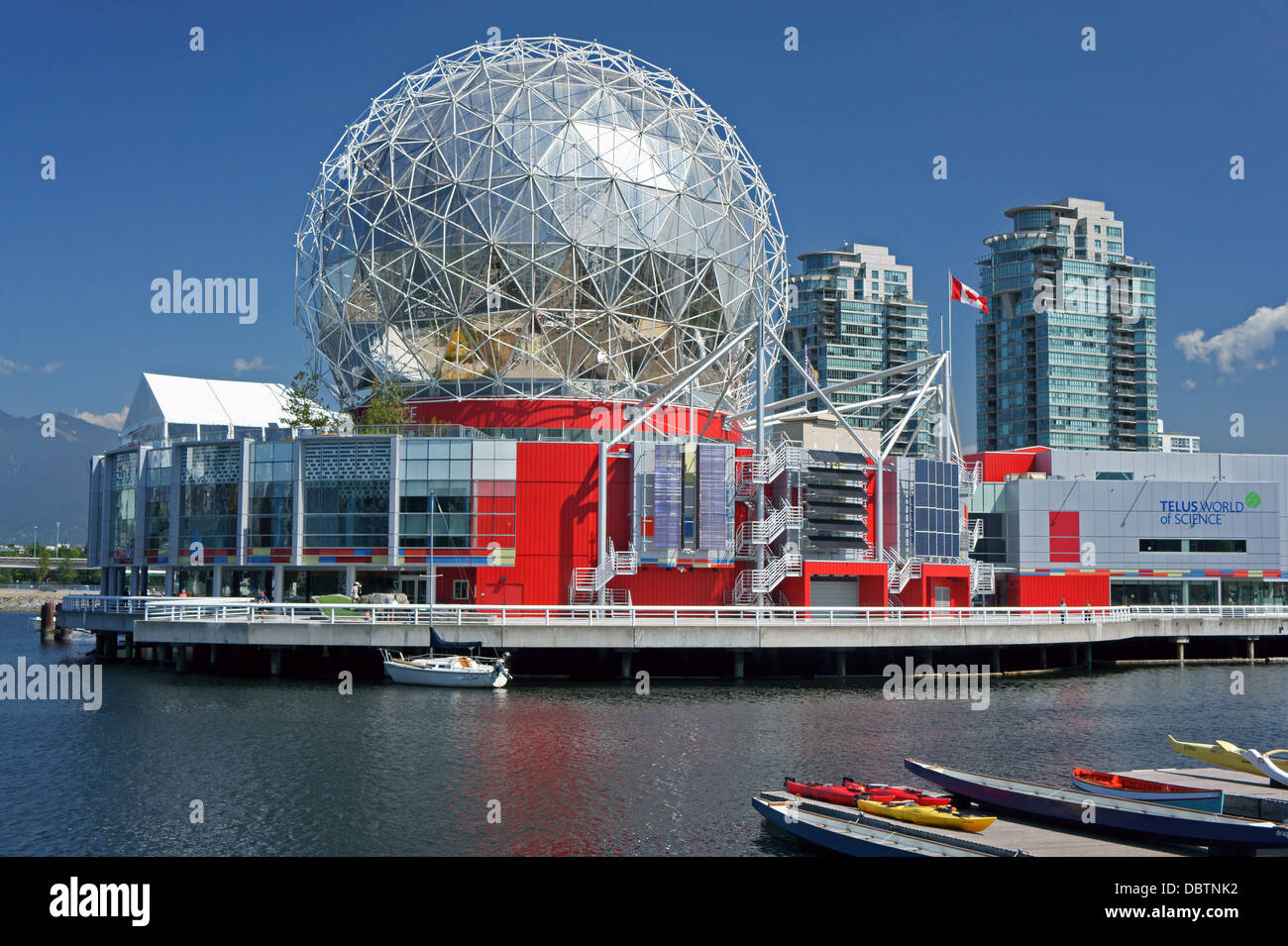 Welt der Wissenschaft oder Telus World of Science am False Creek in Vancouver, BC, Kanada Stockfoto