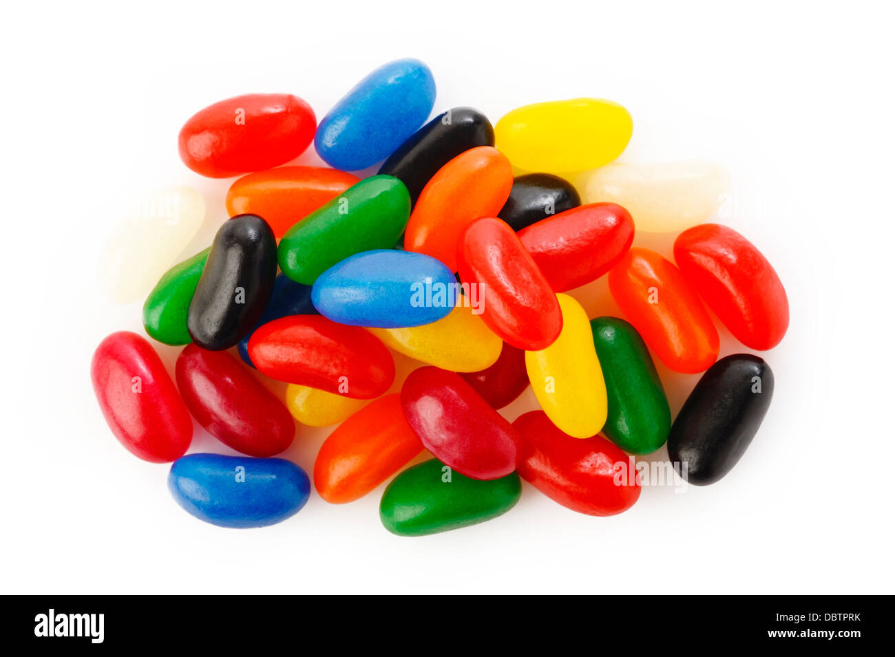 Multi Farbe Gummibärchen auf weißem Hintergrund Stockfoto