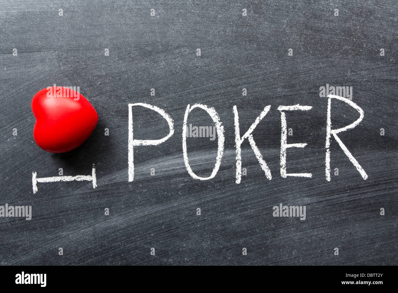 Ich liebe Poker handschriftlich auf der Schultafel Stockfoto
