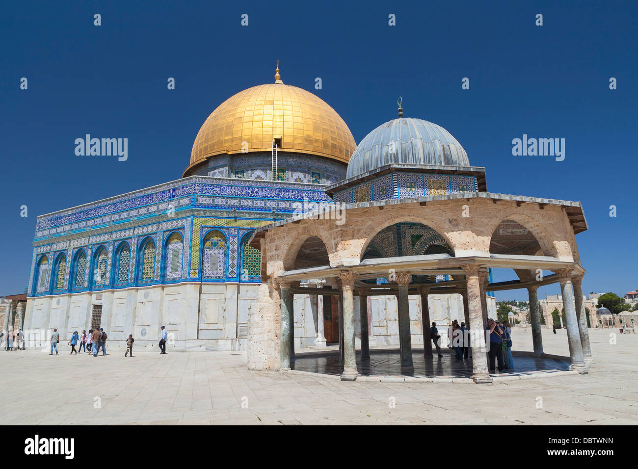 Die Kuppel des Gesteins und die Kuppel der Kette, Temple Mount, Ost-Jerusalem, Palästina Stockfoto