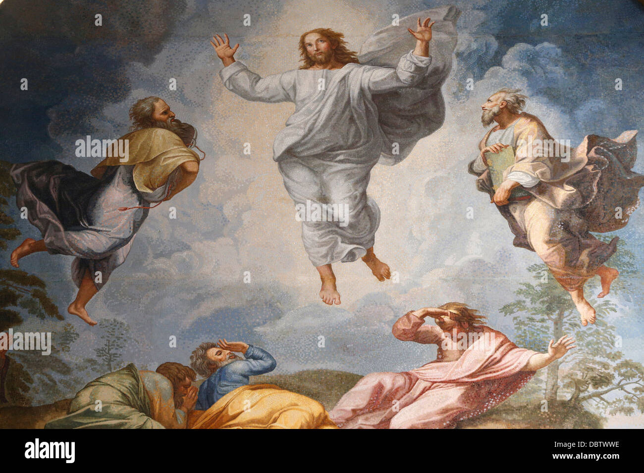 Raffaels Ölgemälde von der Auferstehung Jesu, den Petersdom, Vatikan, Rom, Latium, Italien Stockfoto