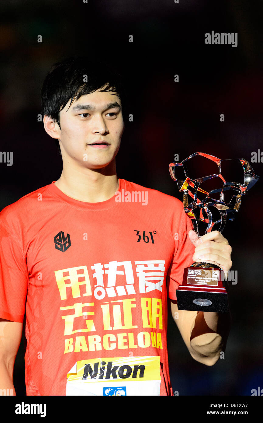 Barcelona, Spanien. 4. August 2013: Chinas Sun Yang wurde als der beste Athlet bei den 15. FINA Weltmeisterschaften in Barcelona ausgezeichnet. Bildnachweis: Matthi/Alamy Live-Nachrichten Stockfoto