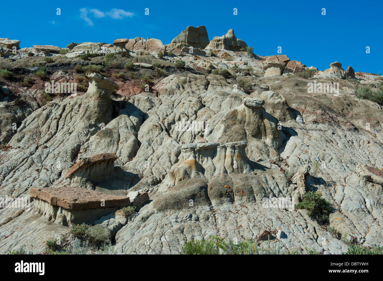Seltsame Felsformationen in der Roosevelt National Park, North Dakota, Vereinigte Staaten von Amerika, Nordamerika Stockfoto