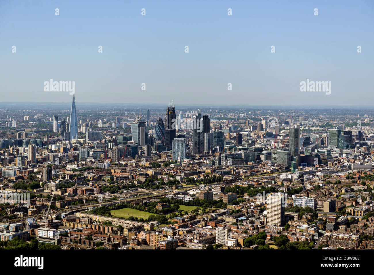 Luftaufnahme der Skyline von London Stockfoto