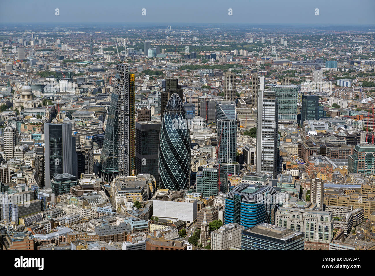 Luftaufnahme der Hochhäuser in der City of London Stockfoto