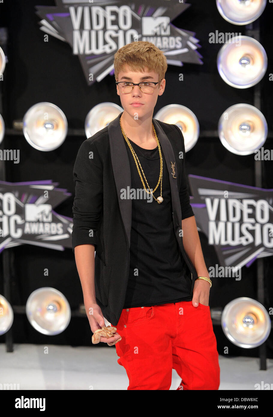 Justin Bieber 2011 MTV Video Music Awards statt, bei LA Live - Ankünfte Los Angeles, Kalifornien - 28.08.11 Stockfoto