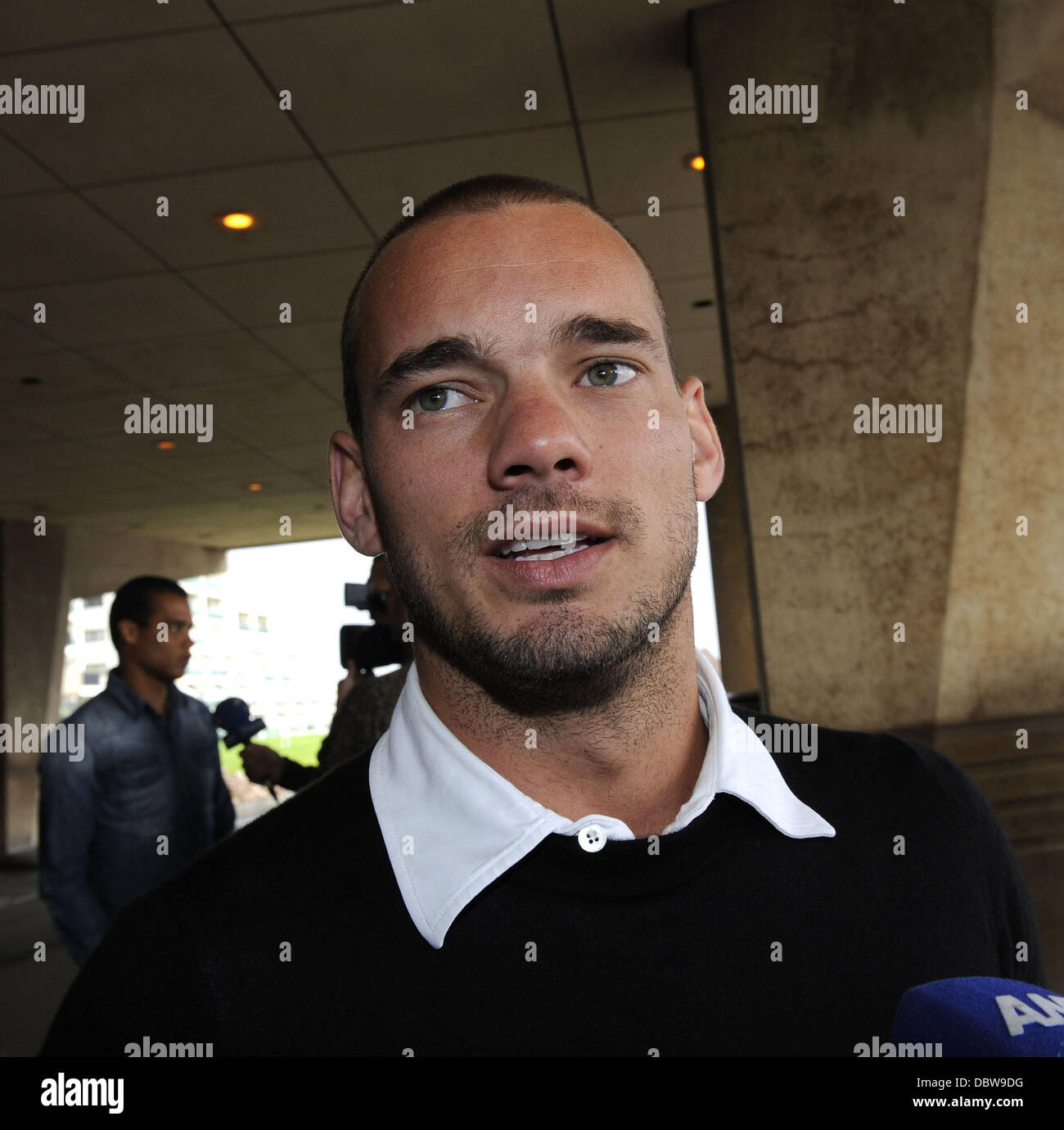 Wesley Sneijder kommt im Hotel Huis ter Duin. Noordwijk, Niederlande - 29.08.11 Stockfoto