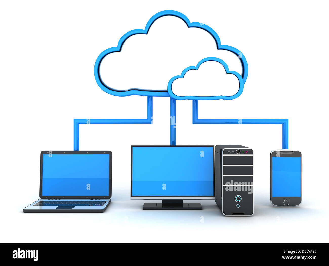 Abstrakte Cloud-Speicher (durchgeführt in 3d) Stockfoto