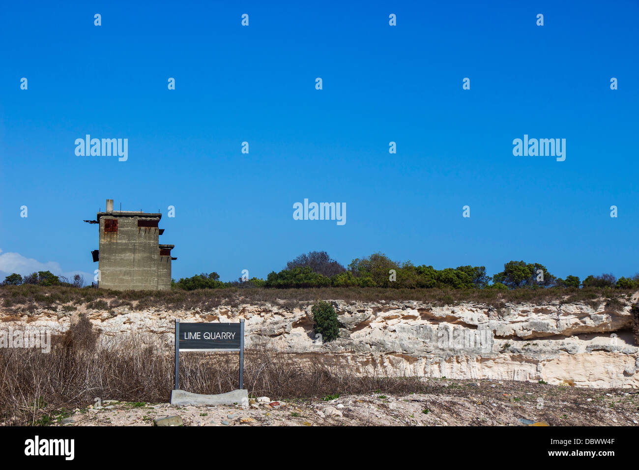 Der Kalk-Steinbruch auf Robben Island, wo Nelson Mandela zum Arbeiten Stockfoto
