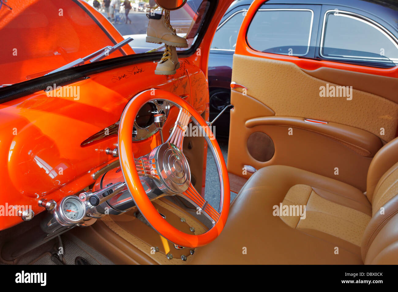 Innenraum des klassischen Automobils im Jahr 2013 Nordwesten Deuce Tage Hot Rod Show-Victoria, British Columbia, Kanada. Stockfoto