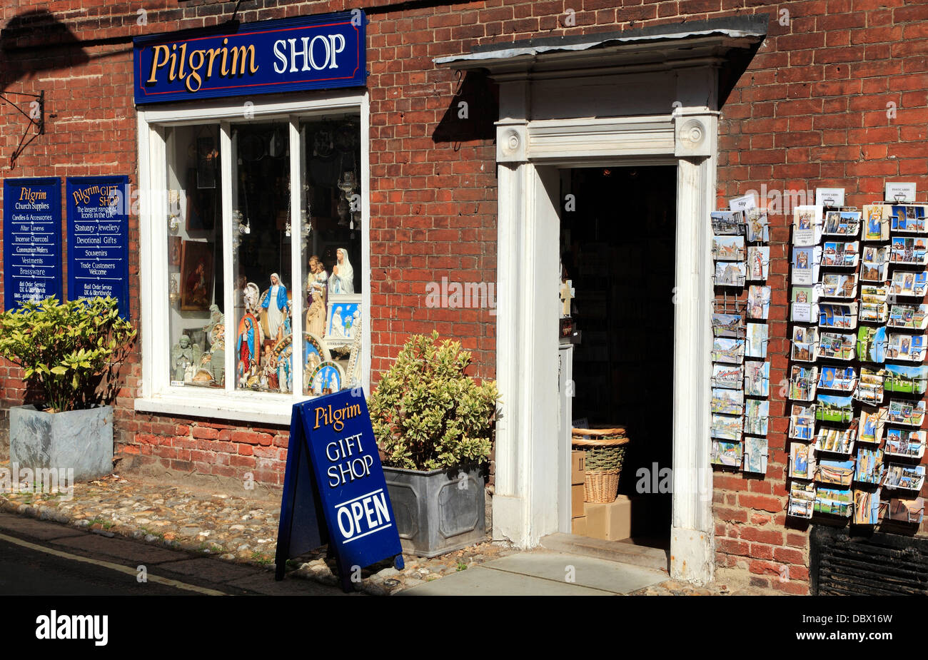 Walsingham Norfolk, The Pilgrim Shop, Ikone, Ikonen Kirche kirchliche Güter liefert Geschenk Geschenke England UK shops Stockfoto