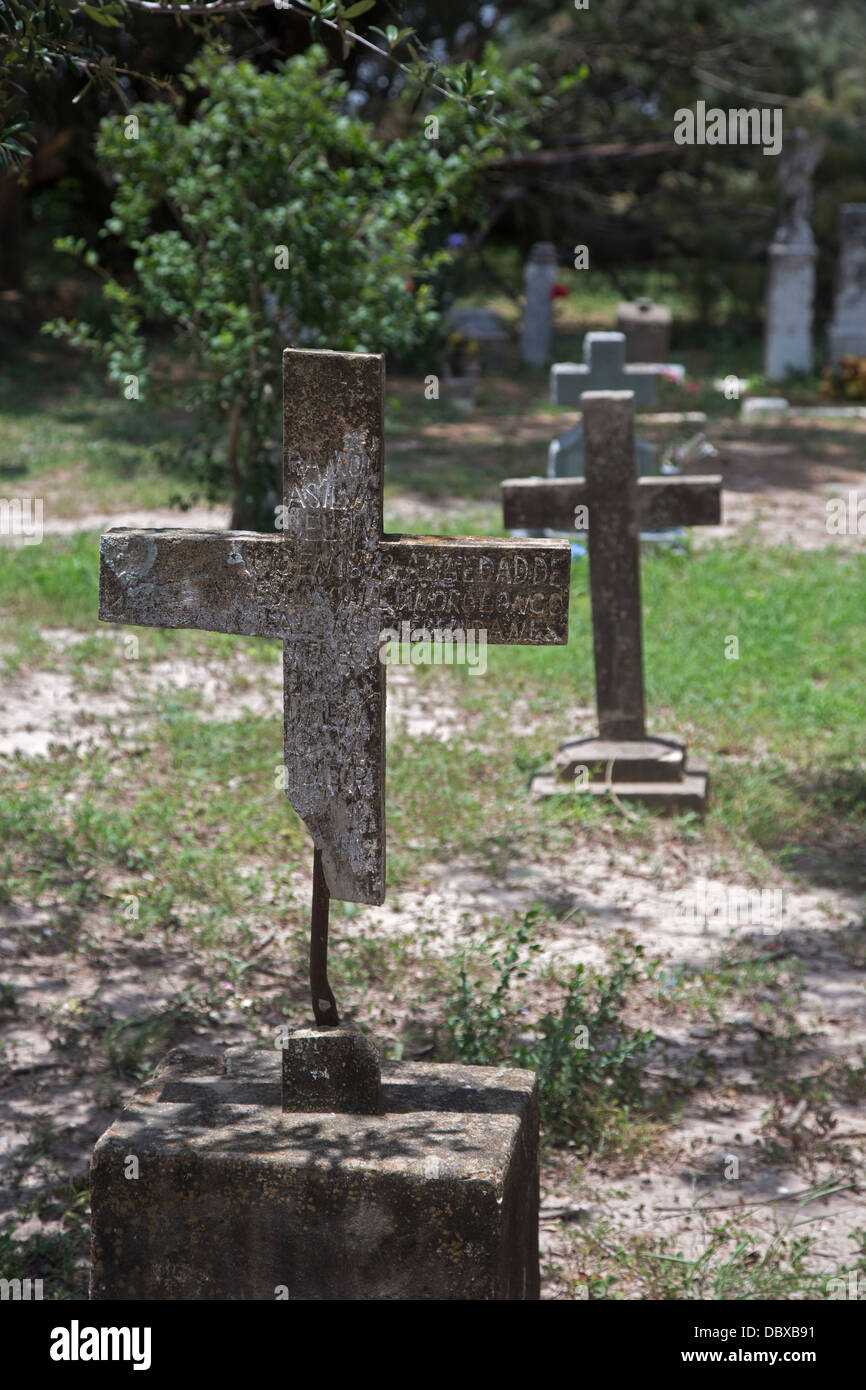 Bluetown, Texas - Gräber auf dem Friedhof von Longoria. Stockfoto