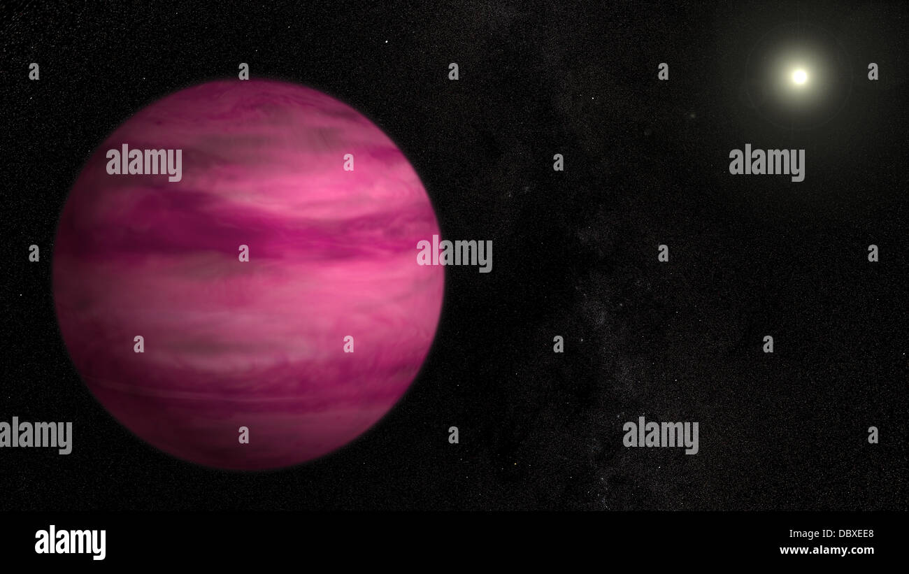 Leuchtet eine dunklere Magenta, die neu entdeckten Exoplaneten GJ 504b 2. August 2013. Mit Infrarot-Daten aus dem Subaru-Teleskop auf Hawaii, ein internationales Team von Astronomen abgebildet dieser riesigen Planeten um den hellen Stern GJ-504. Synchronisierte GJ 504b der Exoplanet ist mehrmals die Masse von Jupiter und ähnlicher Größe und der niedrigsten Masse Planet jemals um einen Stern wie die Sonne mit direkten bildgebende Verfahren erkannt. Stockfoto