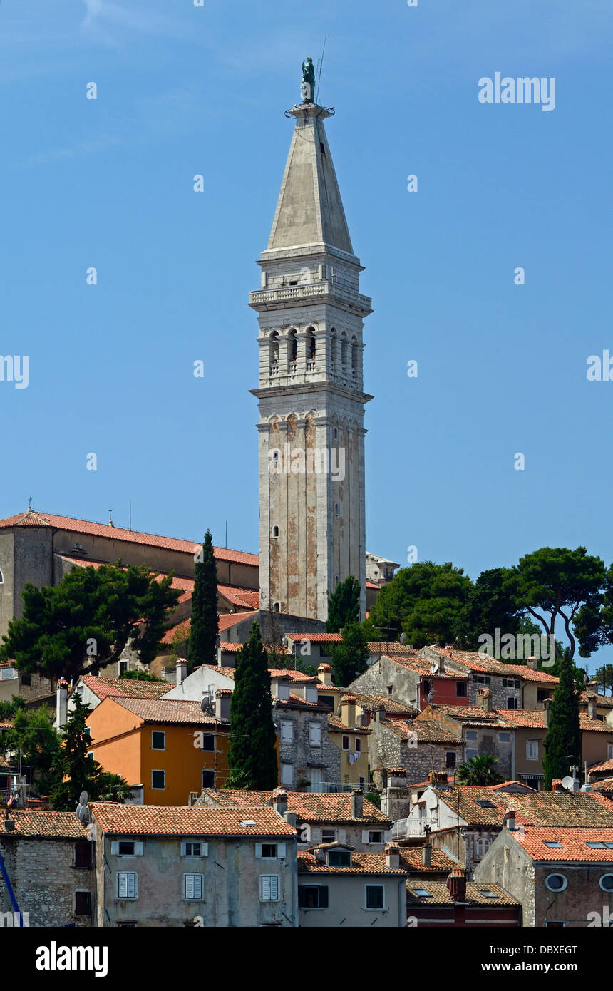 Rovinj Istrien Adria Kroatien Europa Ansicht Glockenturm Stockfoto