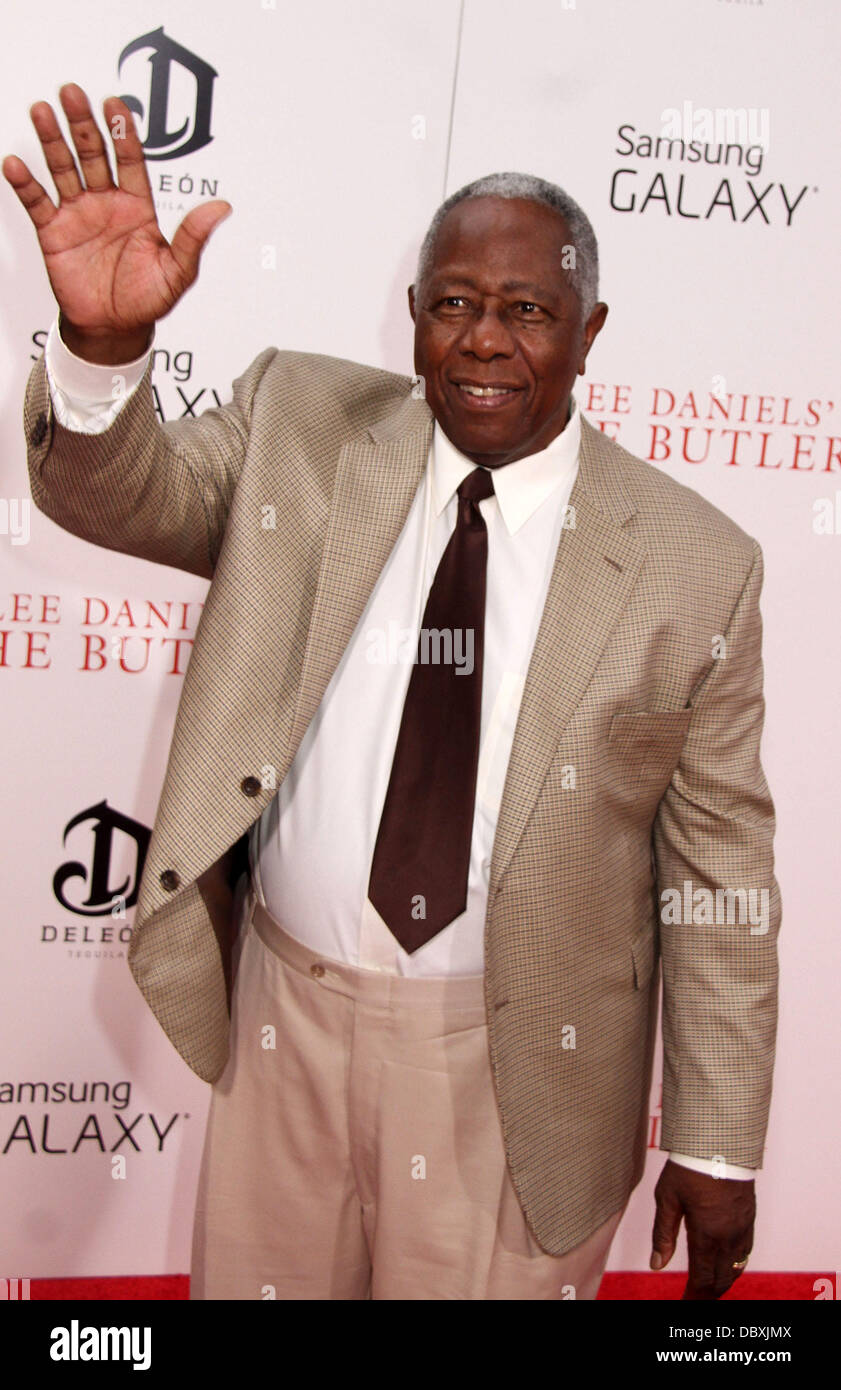 New York, NY, USA. 5. August 2013.  -Legendären Baseballspieler HANK AARON besucht die New Yorker Premiere von "Lee Daniels der Butler" im Ziegfeld Theatre statt. Nancy Kaszerman/ZUMAPRESS.com/Alamy © Live-Nachrichten Stockfoto