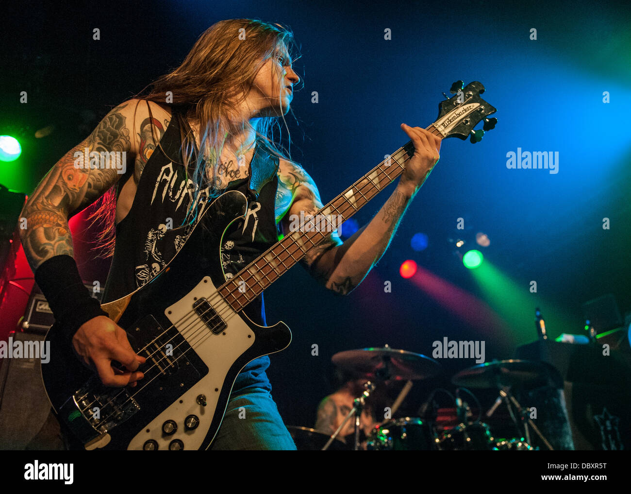 Chicago, IL, USA. 4. August 2013. Ohio thrash Metalband Skeletonwitch durchführen an einem Lollapalooza Afterparty an der Doppeltür in Chicago, IL 3. August 2013 © Brigette Sullivan/Alamy Live News Stockfoto