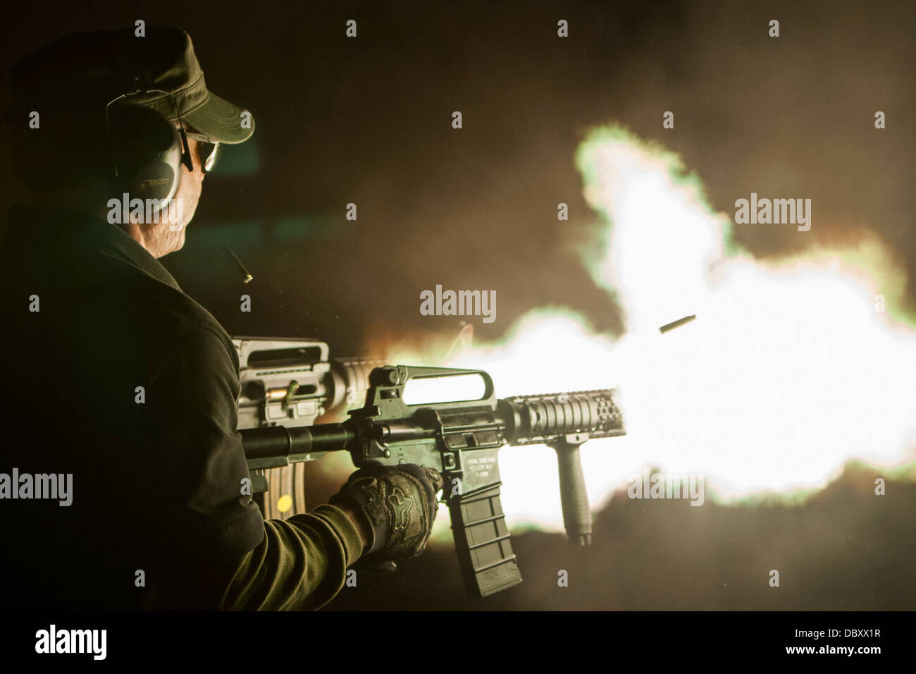 Knob Creek Maschine Gewehr zu schießen. Stockfoto