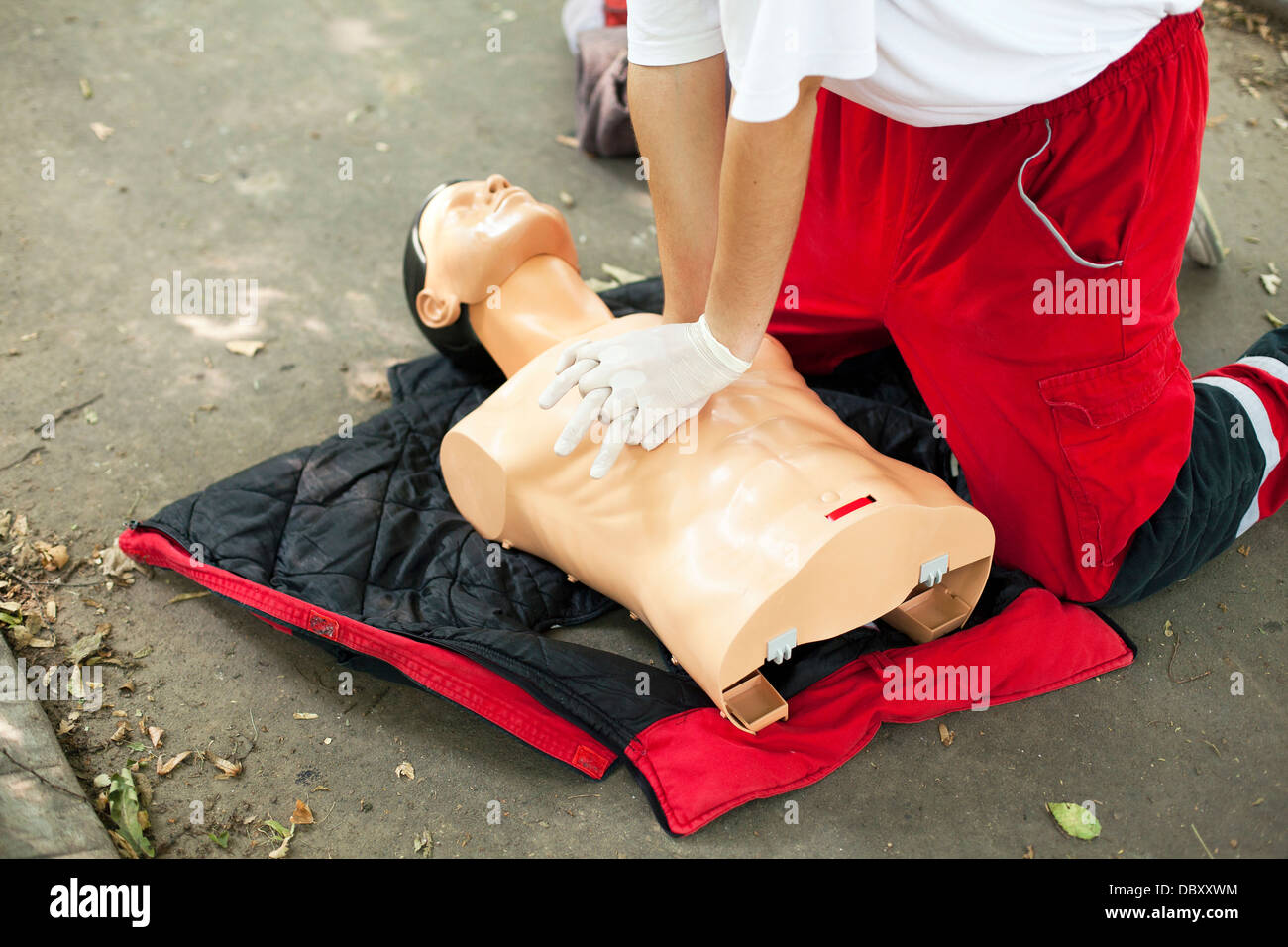 Herzmassage CPR training Stockfoto