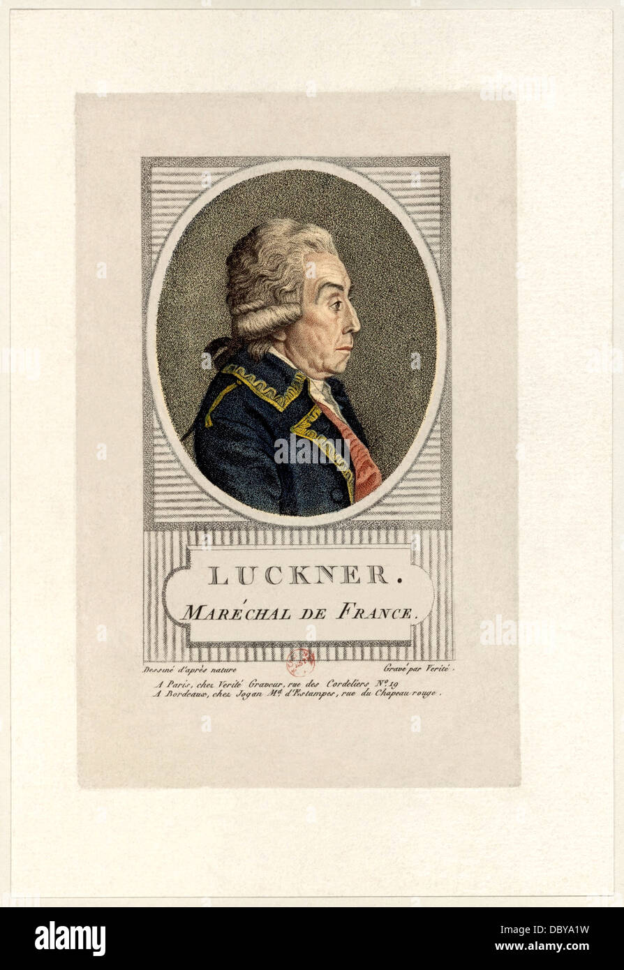 Nicolas Luckner (1722-1794), Marschall von Frankreich. Stockfoto