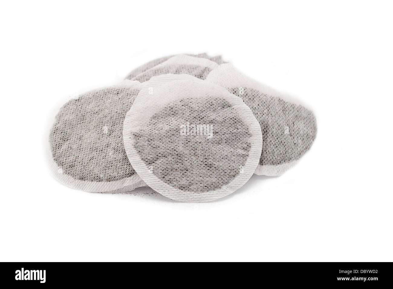 Runde Teebeutel, Isolated on White Background Stockfoto