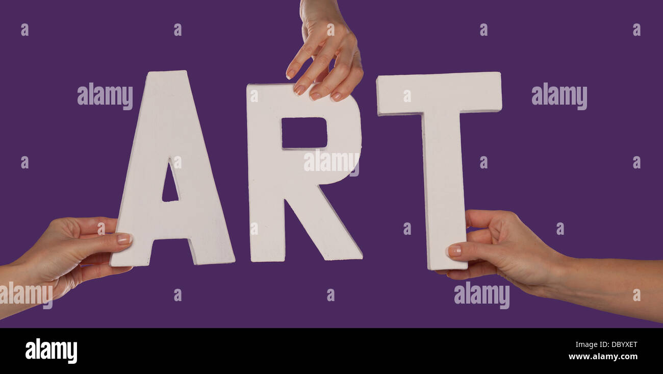 Weiße Beschriftung Rechtschreibung ART alphabet Stockfoto