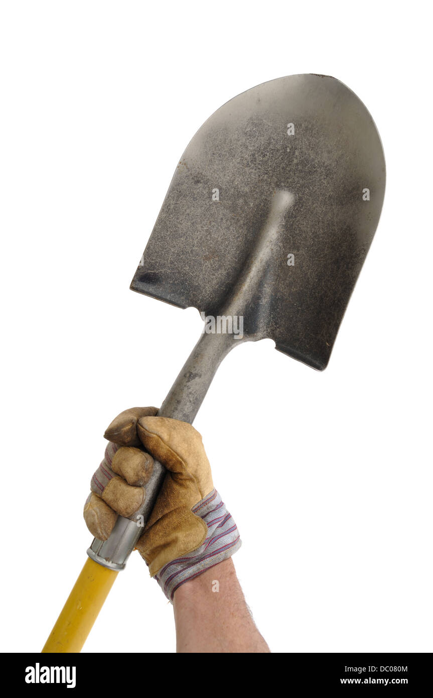 Gärtner / Arbeiter halten einen Spaten / Schaufel Stockfotografie Alamy