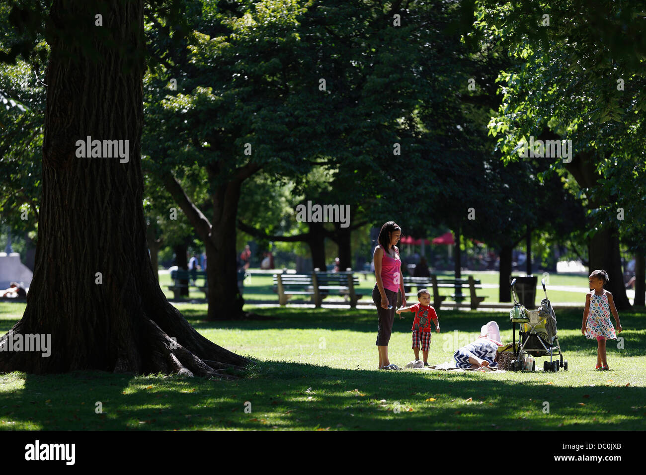 Menschen auf Boston Common, Boston, Massachusetts Stockfoto