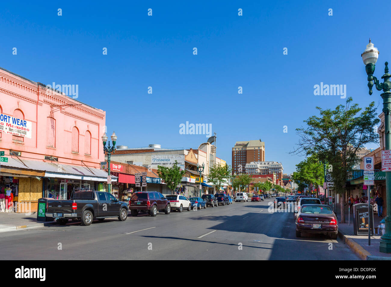 El Paso Südstraße in der Innenstadt von El Paso, Texas, USA Stockfoto
