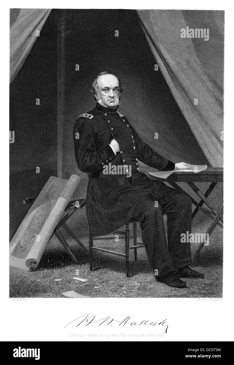 1800S 1860S PORTRAIT VON GENERAL HENRY WAGER HALLECK UNION GENERAL AMERICAN CIVIL WAR Stockfoto